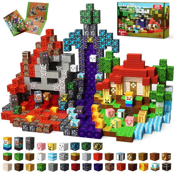Cross-border Amazon best-selling magnetic block ghost series set, build my Minecraft mine world with magnetic building blocks